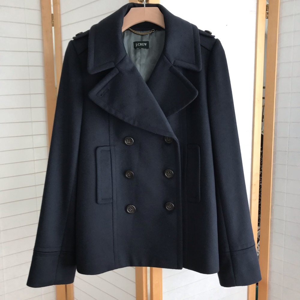 J.Crew pea coat navy blue wool thinsulate. EUC